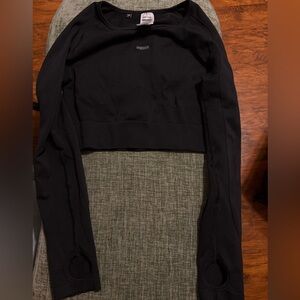 Gymshark Black Long-Sleeve Cropped Athletic Top